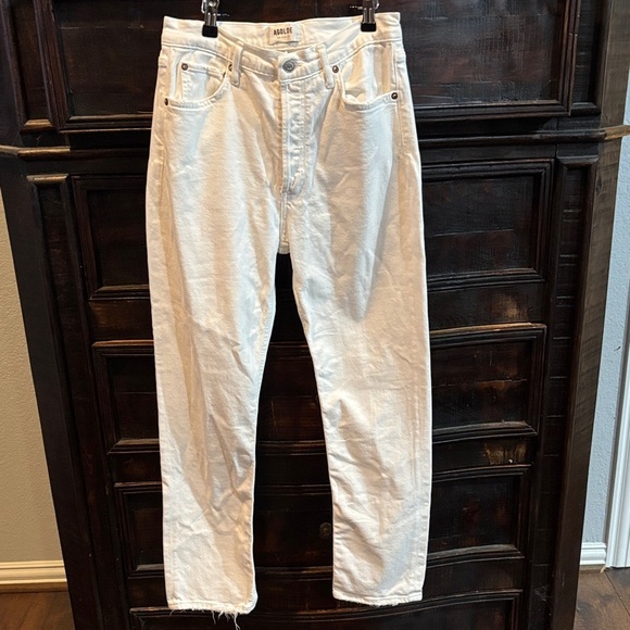 Agolde Denim - Agolde Riley Long High Rise Straight in Sour Cream size 28